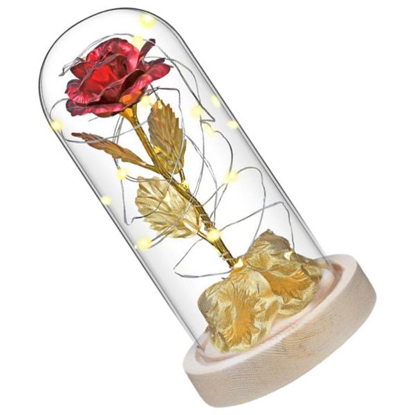 

1 pc valentine's day adornment led rose light glass cover light (assorted color)