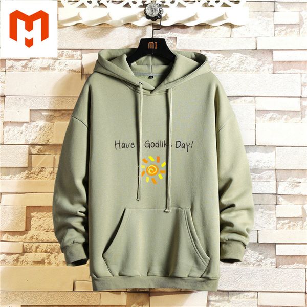 

european and american men's plush thickened couple sweater loose pullover hooded customized, Black