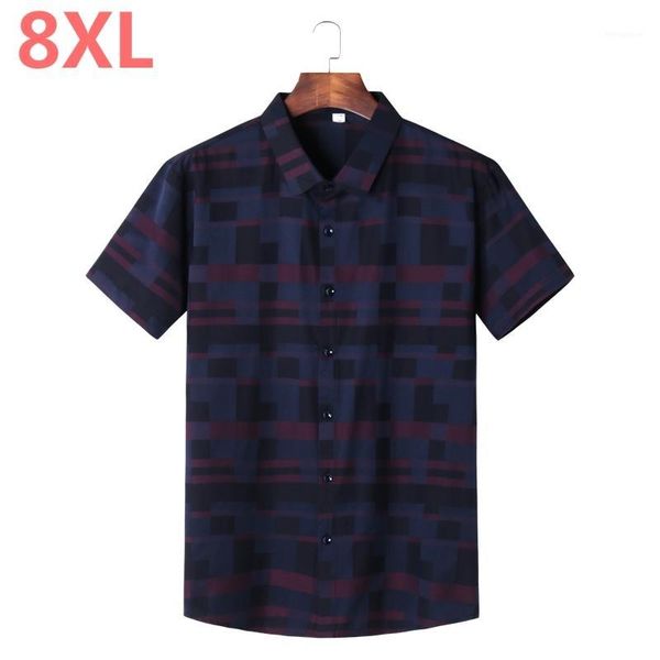 

new 8xl 7xl men casual shirt summer european style new fashion floral printed short sleeve business male shirts1, White;black