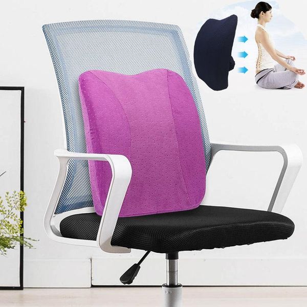 

universal car back support chair massage lumbar soft memory foam waist cushion mesh ventilate cushion pad for car office home1