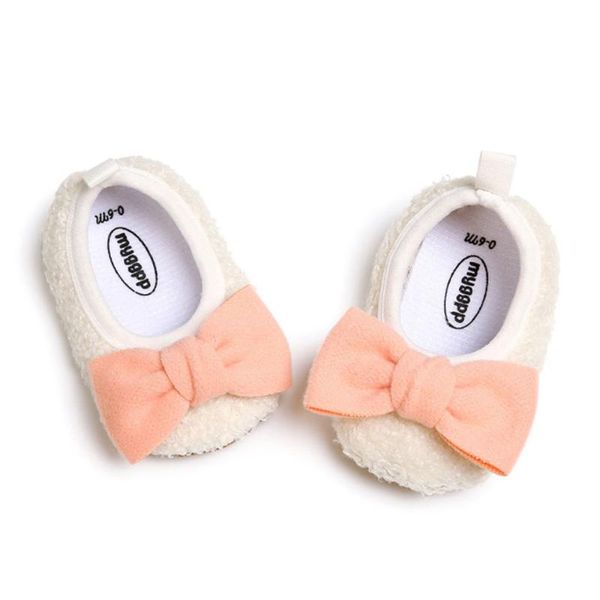 

first walkers baby baptism girl shoes home first-walker fleece flats toddlers winter casual dressy bow for peach pink blush