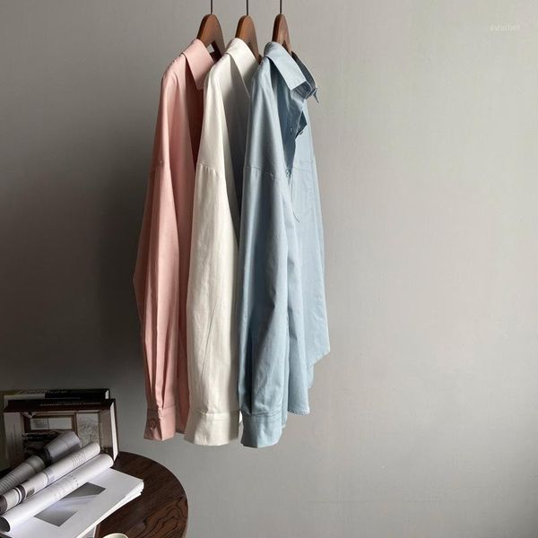 

2020 boyfriend style women white with pocket oversized womens and blouses cotton pink shirt blusas roupa feminina1