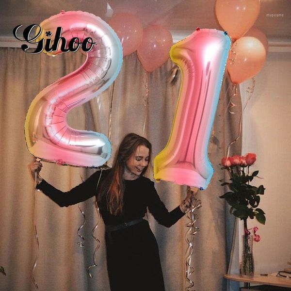 

party decoration 2pcs 30 inch gradient digital aluminum foil helium balloon21/26/30 years old balloon birthday decoration1