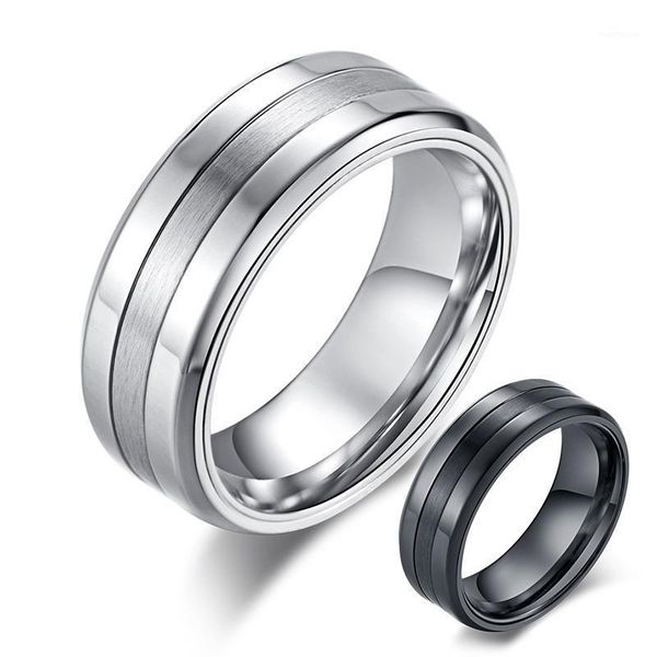 

simple high polished matte finished combination ring for men black / silver color stainless steel ring male jewelry1, Golden;silver
