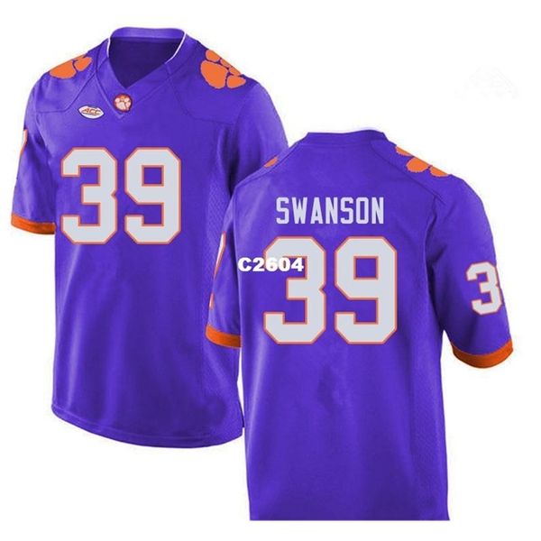 

2604 clemson tigers aidan swanson #39 real full embroidery college jersey size s-4xl or custom any name or number jersey, Black
