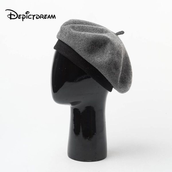 

berets lady winter fashion soft knitting elasticity threaded sweat band wool women female bonnet warm walking cap, Blue;gray