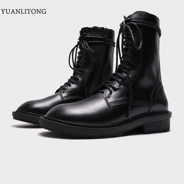

2020 winter new boots korean version of student lace-up high casual women's boots shoes, Black