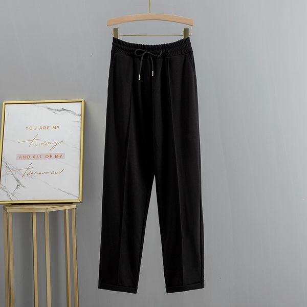 

2021 new s-2xl spring summer women harem high waist drawstring solid peg leg fly capri pant workwear trouser carrot pants jkku, Black;white