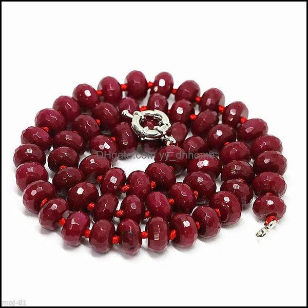 

beaded necklaces & pendants jewelry natural 8x10mm brazil red ruby faceted rondelle gems beads necklace 18 drop delivery 2021 956el, Silver