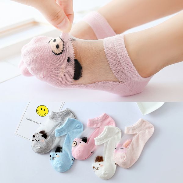 Тонкие детские носки животных летние дышащие носки хлопок мода детские малыши девушки для 0 ~ 8 года 20220302 q2