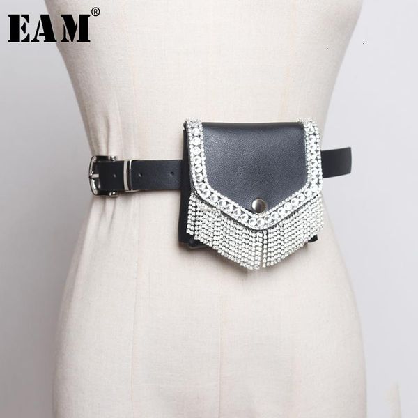 

eam] pu leather rhinestone tassels mini-bag long belt personality women new fashion tide all-match spring autumn 2020 1k975, Black;brown