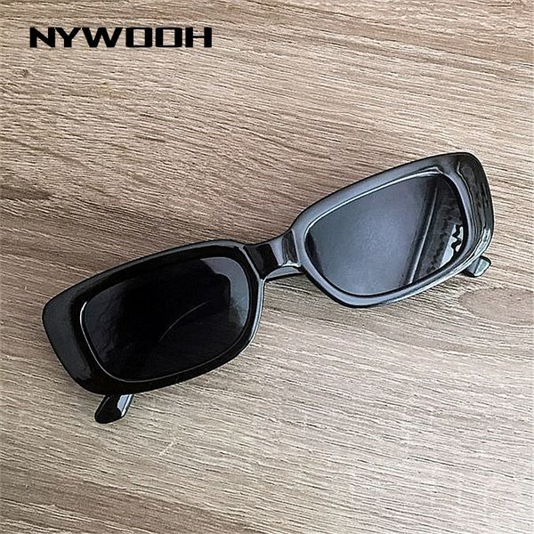 

nywooh vintage small sunglasses for men women retro brand designer rectangle sun glasses gradient shades classic sunglass uv400, White;black