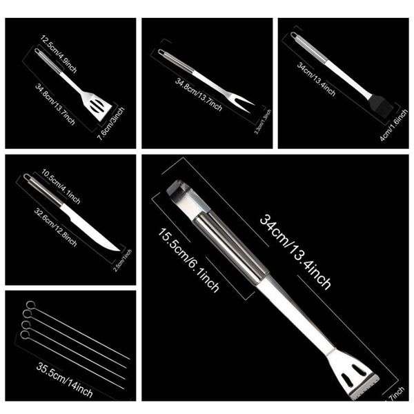 

9pcs/set stainless steel bbq tools outdoor barbecue grill utensils with oxford bags stainless steel grill clip b jllnpv garden_light
