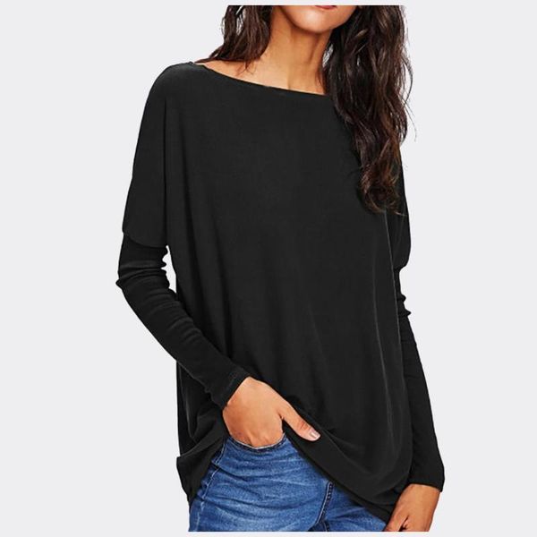 

fashion solid comfortable blouse shirt loose o-neck tee casual autumn ladies female women long sleeve blusas pullover1, White