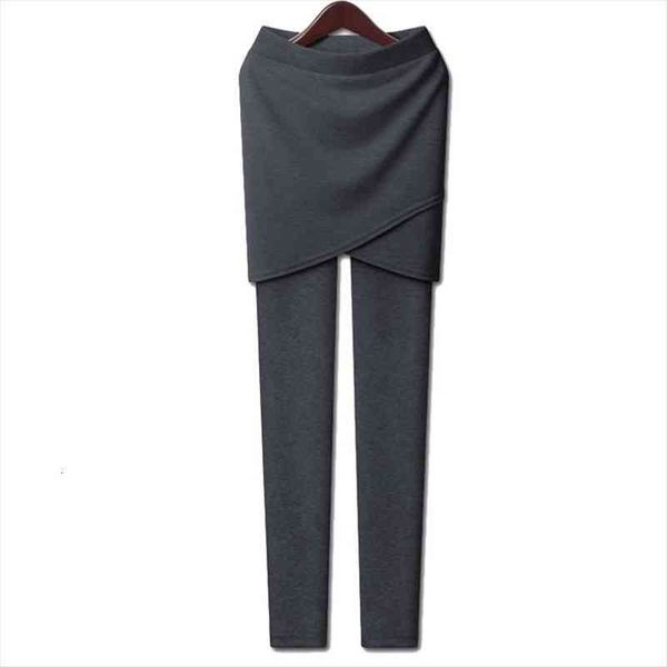 

women super elastic plus size cotton asymmetrical legging split skirt 5xl, Black