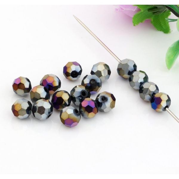 

360pcs 8mm black ab cutting surface flat beads crystal glass spacer beads for beaded bracelets msktf, Bronze;silver