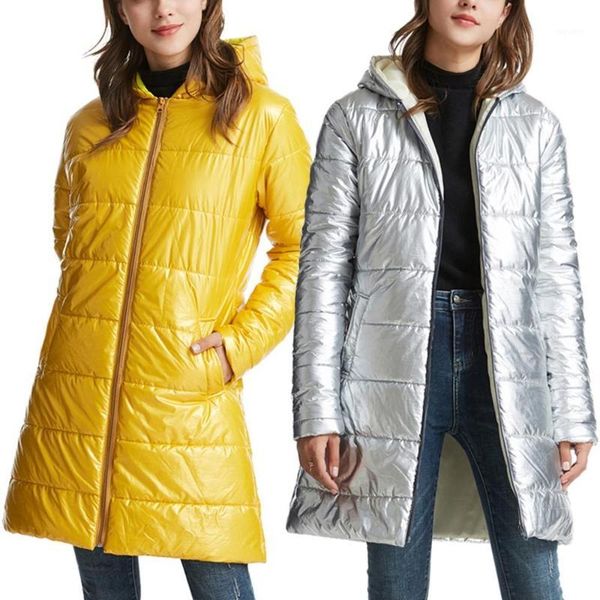 

winter coat jacket women long parkas 2019 new arrival girls hooded outerwear chaquetas mujer female long warm coats silver 4#1, Black