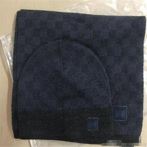 

new мужчины женщины шарф и hat set вязаные воротнички brand caps высокое качество бренда дизайнер beanie шаровые шляпы, Blue;gray