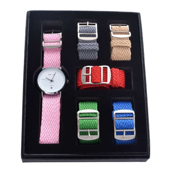 

6-color women's casual joy nylon wal canvas with set simple calendar dial waterproof quartz watch, Slivery;brown