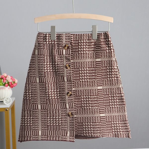 

2021 new jacquard knit women mini high waist iregular a line preppy style ladies sweater skirt jupe saia fall 35vg, Black