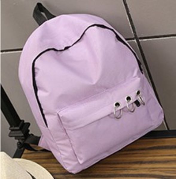 

hbp non-brand solid color canvas q three iron ring backpack korean fashion women's bag simple student schoolbag computer bag student bo