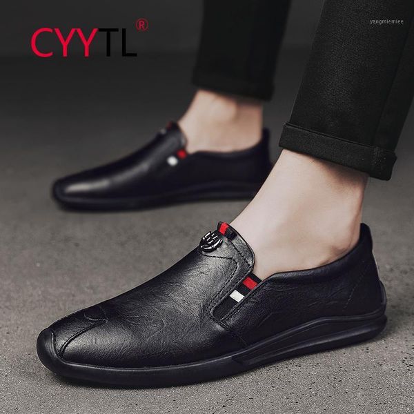 

cyytl fashion men's casual moccasins leather driving loafers flats non-slip formal shoes business male wedding zapato hombre1, Black