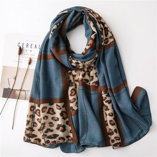 

scarves leopard design women large hijab elegant wrap female beach scarf [6711], Blue;gray