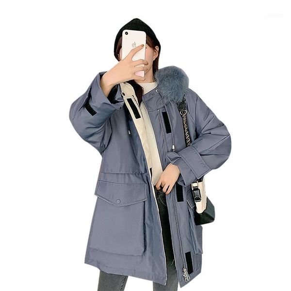 

new winter jacket fur hooded padded coat women fashion jackets winter warm woman clothing casual long parkas mujer1, Black