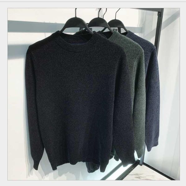 

men's autumn and winter new three-color thick sweater casual fashion warmth all-match soft round neck pullover1, White;black