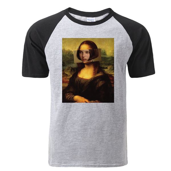 

sport new funny da vinci mona lisa pulp fiction print raglan t shirt men retro summer cotton short sleeve tshirts harajuku streetwear