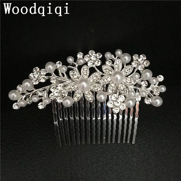 

woodqiqi leaf crystal wedding hair accessories for women luxury rhinestone bridal hair combs 2021 fashion european design, Golden;silver