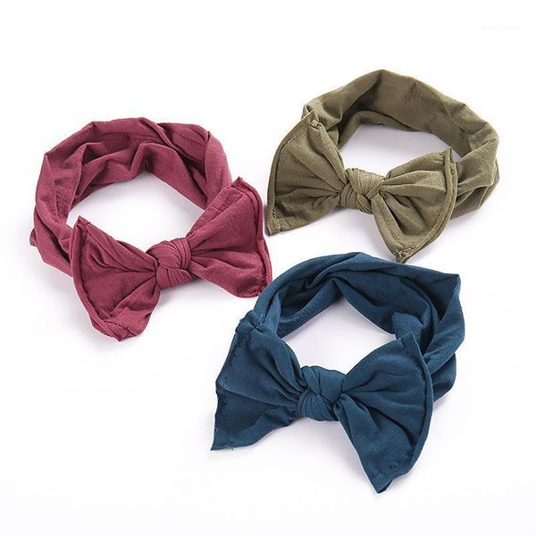 

hair accessories baby girls soft elastic nylon head bands wide bow headbands candy colors cross turban bebes knot wraps bands1, Slivery;white