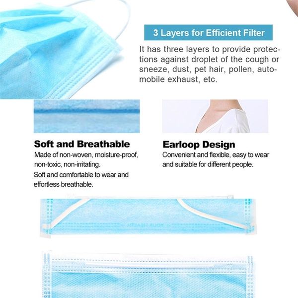 

designer selling plenty stock disposable face mask mascherine hick 3-layer masks with earloopsoutlet3gut
