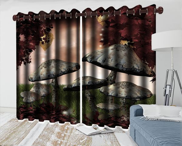 

3d curtains 3d living room curtain beautiful maple leaf fantasy mushroom romantic landscape modern decoration 3d blackout curtains
