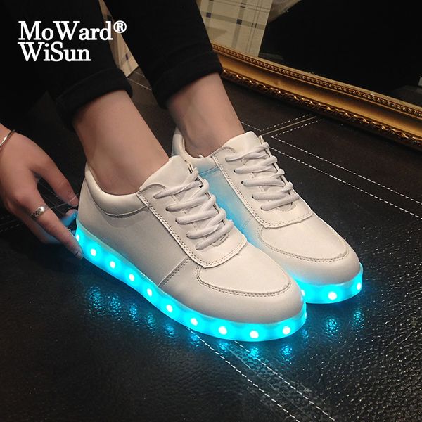 

size 27-42 children led shoes for boys usb charger glowing kids girls sneakers luminous casual light shoes with led sole women lj200908, Black;red