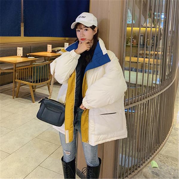 

fashion down padded jacket women 2020 new autumn winter jackets korean loose thick parkas harajuku style cotton coat b567, Black