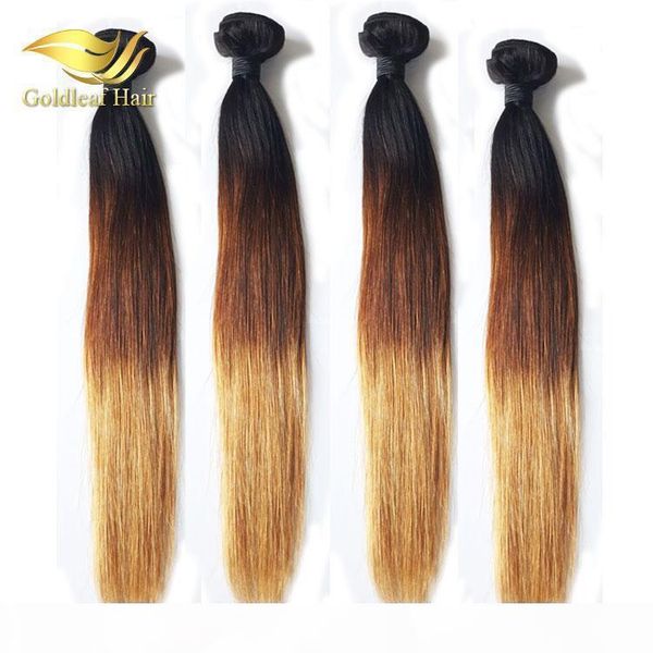

wholesale three tone ombre hair straight human hair weaving t1b 4 27 ombre hair extensions, Black