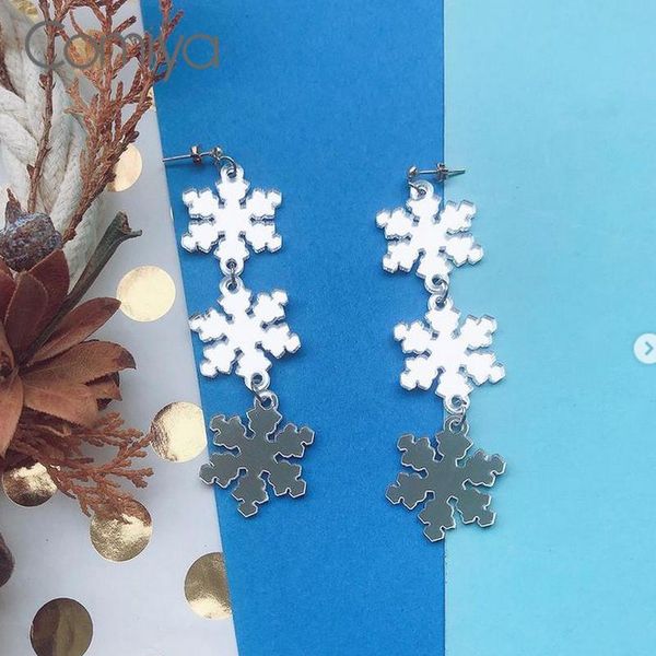 

dangle & chandelier comiya drop earrings for women long snow flower pendant brincos vintage bohemian acrylic feminino earring gift, Silver