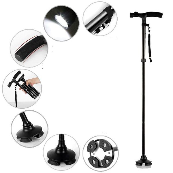 

t handle 4 folding crutch 360 degree hiking trekking pole cane stable plate walking stick for old people wmtokt xhlove