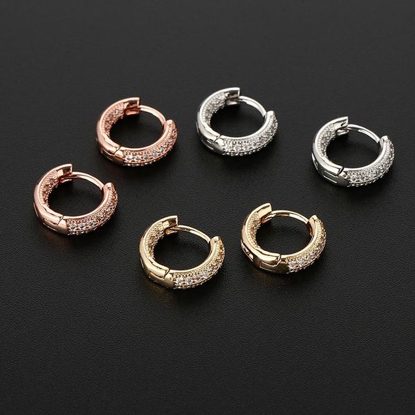 

small hoop cartilage earring micro-set zircon geometric earrings piercing jewelry 10mm inside charming huggies for lady girls, Golden;silver
