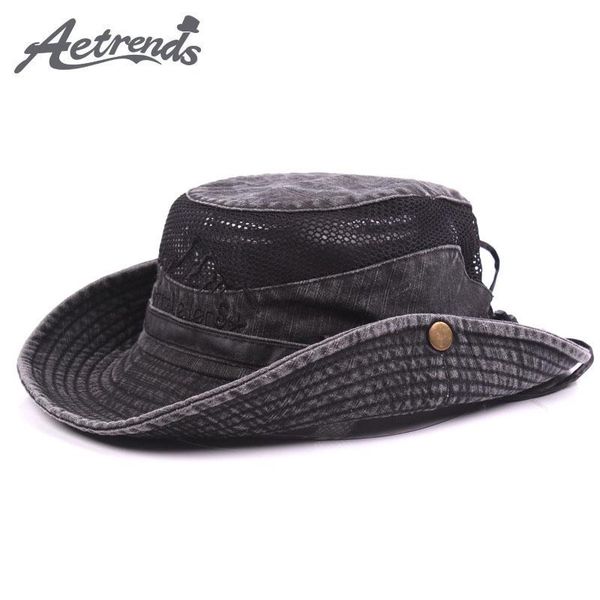 

cloches [aetrends] summer mesh caps bucket hats for men sun hat z-5319, Blue;gray