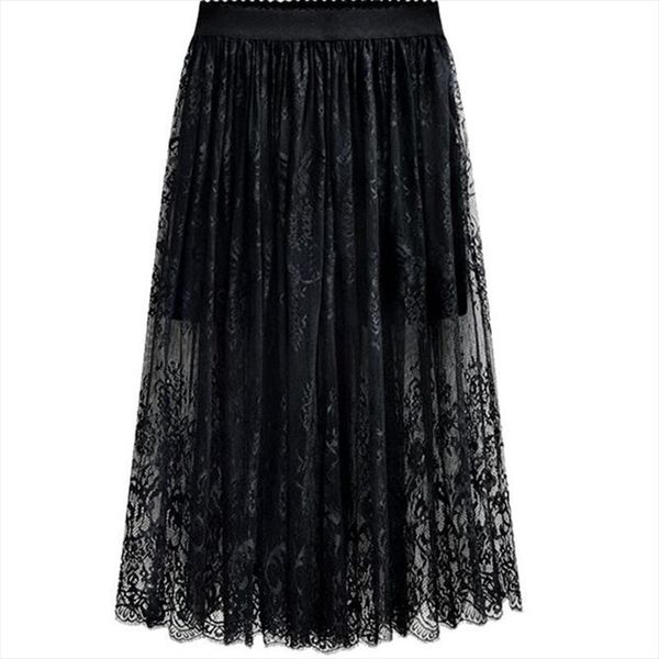 

2020 new spring summer women fashion long lace skirts,high waist black white lace skirts,plus size skirts 4xl 5xl 6xl