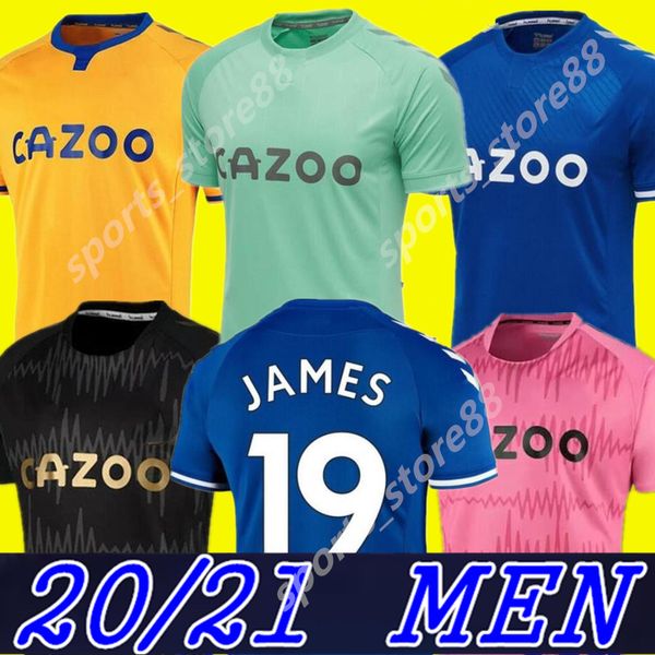 

men 20 21 everton james soccer jerseys calvert-lewin kean 2020 2021 sigurdsson richarlison tosun bernard football shirts, Black;yellow