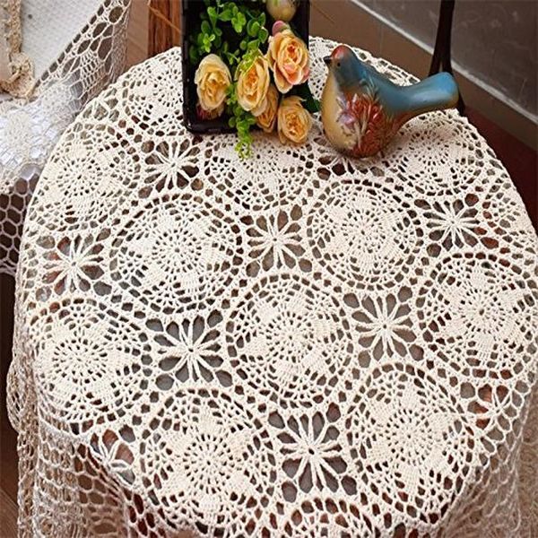 

winlife floral table cover beige handmade crocheted tablecloth 33.5'' square table cloths winlife floral review wmtauy