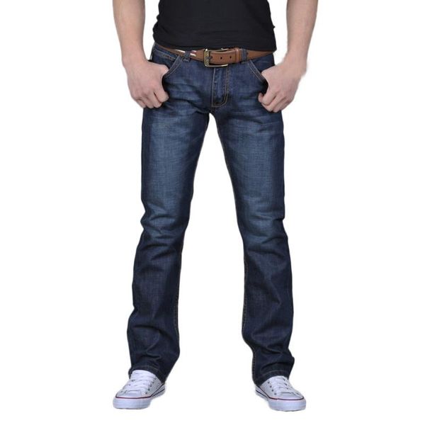 

men slim fit denim scratched men's pure color denim jeans cotton vintage wash hip hop work trousers casual jeans pants homme#y, Blue