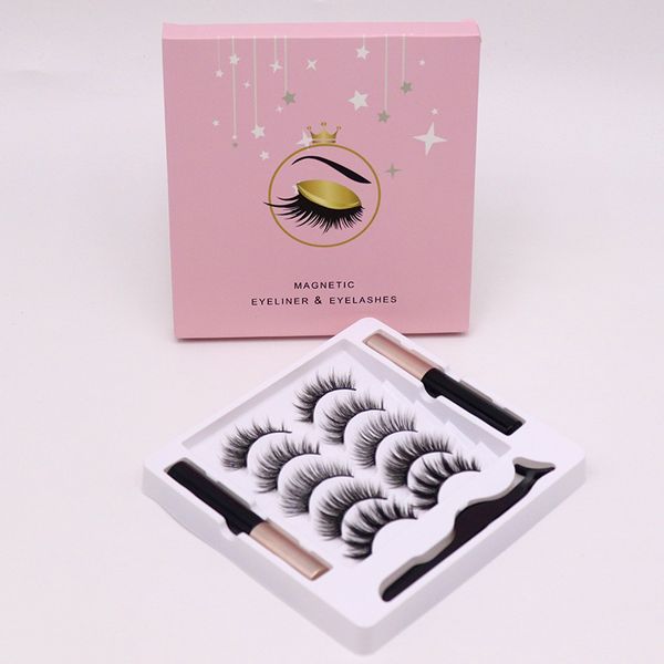 

new avoid glue magnetic force is strong false eyelashes set = double magnetic eyeliner + tweezers +5 pairs magnetic eyelashes