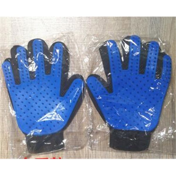 

200pcs pet dog cat bath grooming glove brush dogs cleaning massage comb hair and fur remover glove five fingers blue