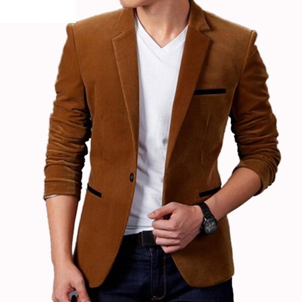 

men woon blends jacket plus size smart casual coat men slim fit corduroy jacket spring autumn blended, Black
