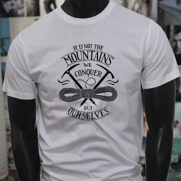 

new casual cool conquer ourselves adventure mountains travel hike mens gray sport hooded sweatshirt hoodie men t shirt