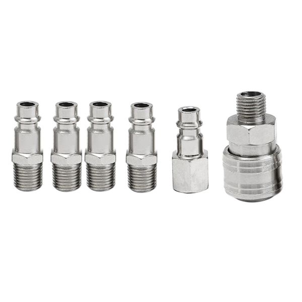 

6 pieces pneumatic air quick connectors coupling adapter threaded couplers